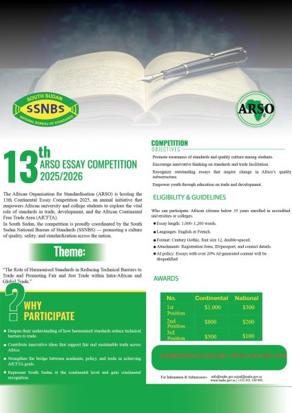GOOD NEWS! CALL FOR APPLICATIONS — NATIONAL ARSO ESSAY COMPETITION 2025/2026